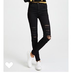 J Brand high rise distressed skinny jeans
